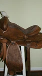 Beautiful Western Silver Show Saddle Hand Tooled Floral Design (10-0042 Antic). Fixed Price $228.00.