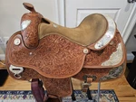Showman Handmade Saddlery 16" Western W/ Bag, Stand & Pad. Fixed Price $1250.00.