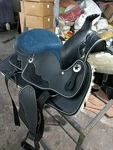 Black Synthetic Western Horse Saddle Suede Seat With Tack Set And Free Shipping. Fixed Price $350.00.
