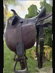 17" Down Saddle Supply 'outback' Aussie Fleece Underside Tooled. Fixed Price $425.00.