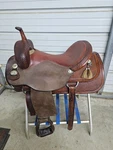 Used 17" Pecan Color Circle Y Cutting Saddle #2537 With Some Tooling. Fixed Price $1849.99.