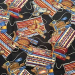 Robert Kaufman Western Cowboy Horse Saddle Red Blue Quilting Fabric Piece #2. Fixed Price $8.00.
