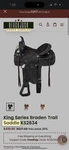 King Series Western 15 Inch Horse Saddle. Fixed Price $500.00.