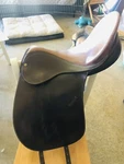 Bates Caprilli Dressage Saddle 16.5 Two Tone Brown Leather M22527. Fixed Price $500.00.