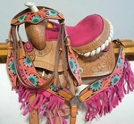 10" 12" Barrel Trail Show Saddle Pink Seat Floral Hsbp-fringe Mini /pony Option. Fixed Price $359.10.