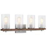 Boswell Quarter 33-1/4 In. 4- Light Silver Lamp Chestnut Wood Accents Vanity. Fixed Price $61.99.