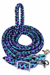 Horse Western Nylon Braided Roping Knotted Barrel Reins Purple-turquoise 607244. Fixed Price $21.99.