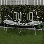 Metal Garden Bench Semi-circle White Tree Wrap Chair Decor Seat. Fixed Price $323.68.