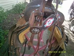 Saddle By Double 13 1/2-14" Seat Comes With Headstall & Breast Collar. Fixed Price $319.99.