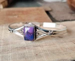 Purple Copper Turquoise Gemstone Solid 925 Sterling Silver Lovely Bangle SR1217. Fixed Price $14.81.