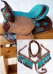 Western Mini Pony Barrel Saddle 12" Teal Metallic Floral Option Of Full Hsbp. Fixed Price $355.30.