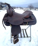 Used Simco 15.5" Slick Seat Western Roping Saddle Made. Fixed Price $250.00.