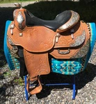 16" Steve Flick Custom Western Silver Show Saddle. Fixed Price $4800.00.