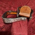 Billy Royal Marked Engraved Sterling Silver Western Saddle Stirrups 1.5 Inch. Fixed Price $289.00.