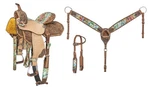 Western Barrel Saddle Only Or Pkg - Cactus Print 10",12" 13" Last Stock. Fixed Price $431.16.