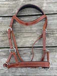 Padded Brown Leather Western Horse Training Side Pull. Fixed Price $32.00.