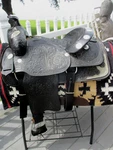 16'' Sqh Buffalo Saddlery Western Show Floral Tooled Black Leather. Fixed Price $410.00.