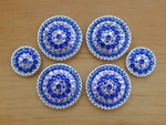 Shiny Silver Round Rope Edge Saddle Concho Set Violet And Majestic Blue. Fixed Price $60.00.
