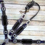 Black Gator One Ear Leather Bridle Headstall + Breast Collar Tack Set For Horse. Fixed Price $99.50.