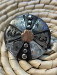 Silver Copper Floral Concho 1.5" Screw Back Western Horse Saddle Headstall Tack. Fixed Price $5.99.
