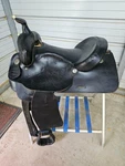 Used 16" Black Royal King Leather Trail Saddle #9354. Fixed Price $219.99.