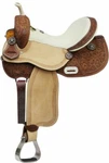 14" 15" 16" Double Barrel Style Saddle With Texas Star Conchos And Cream Seat!. Fixed Price $360.95.
