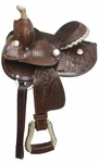 7" Mini Horse/pony Saddle W/ Floral Tooled Leather & Engraved Silver Conchos!. Fixed Price $169.95.