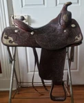 16 Billy Royal Dark Oil Western Show Saddle W/silver Metal Stirrups & Cover. Fixed Price $700.00.