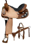 Double Barrel Style Horse Saddle W/ Black Alligator Print Seat 14", 15", 16". Fixed Price $410.00.