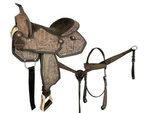 16" Pleasure Style Saddle Set With Tooled Rough Out Leather!. Fixed Price $417.95.