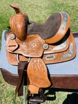 Kids 8" Miniature Western Leather Brown Horse Show Saddle With Silver Accents. Fixed Price $399.99.