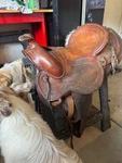 Texas Tan Hereford Brand Saddle 15 Wade Tree Original Yoakum. Fixed Price $450.00.