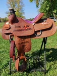 Used 15" Cactus Trophy Roping Saddle Shootout Finals Champion 2014 Ritchie. Fixed Price $1800.00.