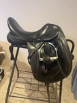 18 Frank Baines Union Lux Monoflap Dressage Saddle. Fixed Price $2300.00.