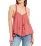 Free People Rosette Button Front Dream Weaver Tank Top Small New Pink Feminine. Fixed Price $32.00.