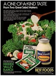 1981 Hidden Valley Ranch Print Ad, Best Foods Great Taste Salad Makers Dip Mix. Fixed Price $13.50.