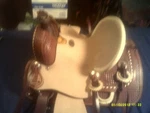 Saddle By Double 12" Roping All Leather With Hard Back Seat. Fixed Price $429.99.