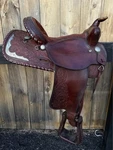 Crates Western Show Saddle 15.5" Tooled Leather Engraved Silver Accents #2310. Fixed Price $1299.99.