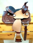 8" Showman Double Stud Crystals Western Kid Mini Pony Saddle Dark Barrel Racer. Fixed Price $224.00.