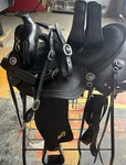 Hb Black Traditional Western Pleasure Trail Leather Horse Saddle. Fixed Price $1800.00.