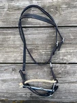 Black Leather Western Horse Training Half Breed Side Pull Amish Made Usa. Fixed Price $35.00.