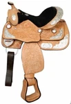 12" Fully Tooled Double Pony Show Saddle With Silver Cantle And Corner Plates!. Fixed Price $303.95.