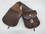 Brown Leather Western Beautiful Concho Classical Basket Tooling Saddle Bag. Fixed Price $127.59.
