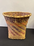 Choctaw Double-weave River Cane Basket With Dyed Patterns. Fixed Price $200.00.