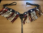 Showman Patriotic Tack Set Red White Blue - Breast Collar, Headstall, Reins. Fixed Price $100.00.