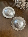 2 Large Visalia Saddle Sterling Silver Loop Conchos Vintage Bridle Spurs. Fixed Price $368.00.