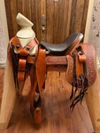 Traditional Ranch Brown Leather Western Horse Saddle With Pad And Accessories.. Fixed Price $489.10.