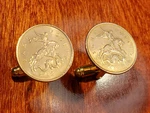 Russian St. George Horse Slaying Dragon Brass Coin Cufflinks + Gift Box!. Fixed Price $27.95.