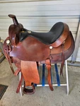 Good Used 17" Brown Color Simco Pleasure Trail Saddle #8250. Fixed Price $749.99.