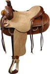 16" Double Roper Style Saddle With Rough Out Leather Hard Seat. Fixed Price $425.98.